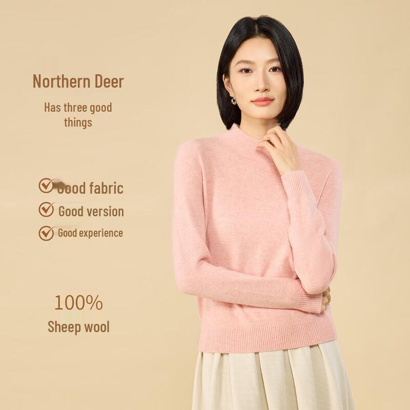 Northern Deer 100% Merino Wool Classic Mock Neck Pullover Sweater