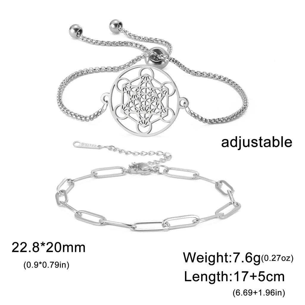 Lucktune Stainless Steel Angel Seal Archangel Metatron Cube Rope Bracelets for Women Spiritual Amulet Jewelry Anniversary Gifts