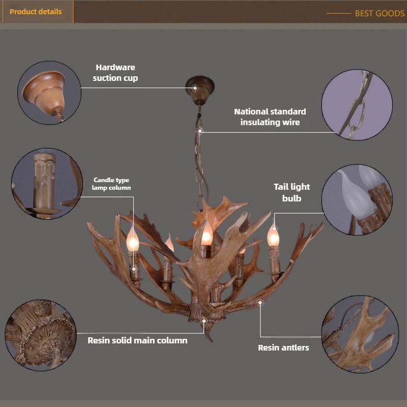 Antler Chandelier Vintage Restaurant Clothing Store Creative Personality Living Room Cabin Chandelier