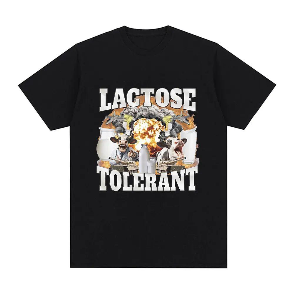 Lactose Tolerant Funny Meme Graphic T Shirt Milk Makes My Tummy Hurt T-shirt Fashion Vintage Hip Hop Short Sleeve T-shirt Unisex