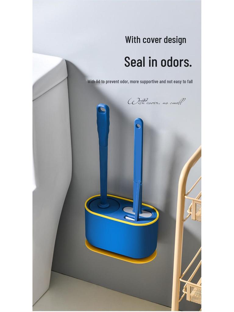 3-in-1 Long-Handled Toilet Brush Set with No Dead Corners - Wall-Mounted Bathroom Cleaning Brush
