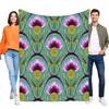Unique Purple Thistle Floral Flannel Blanket Soft Cozy Lightweight Throw for Bed Sofa Couch Home Decor Gift