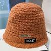 Women's Autumn and Winter Patch Plush Fisherman's Hat Big Head Circumference Korean Version Versatile Warm Japanese Basin Hat Trendy