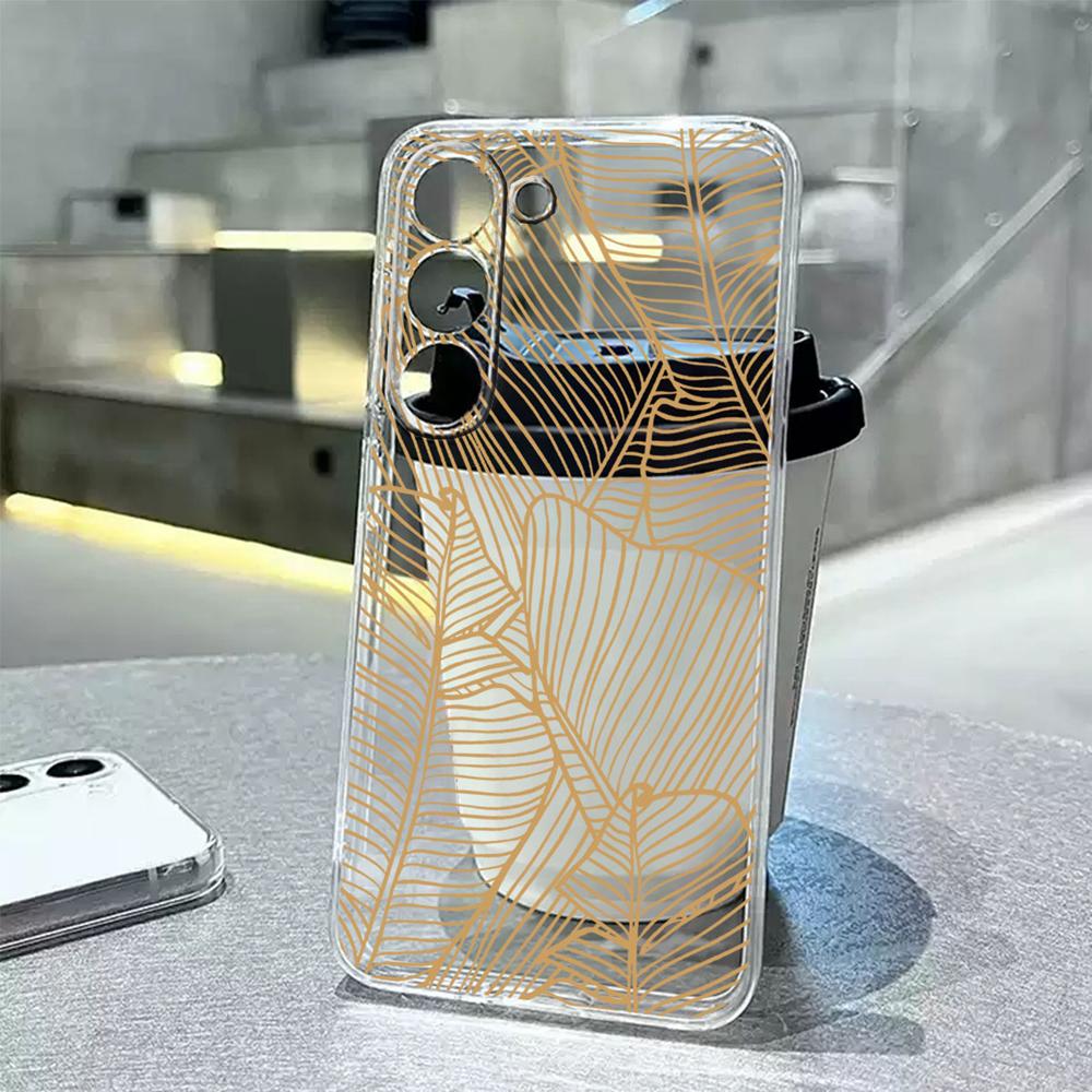 Barevný skutečný sušený květ Průhledný kryt na telefon Pro Samsung Galaxy A56 A17 A26 A36 A37 A06 A07 Průhledný měkký TPU kryt Odolný proti nárazům