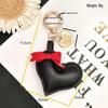 Handmade Bow & Leather Heart Pendant Keychain Lanyard
