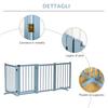 Pet Gate Wooden Foldable Dog Safety Barrier W/ 4 Panels for Small and Medium Dogs Blue