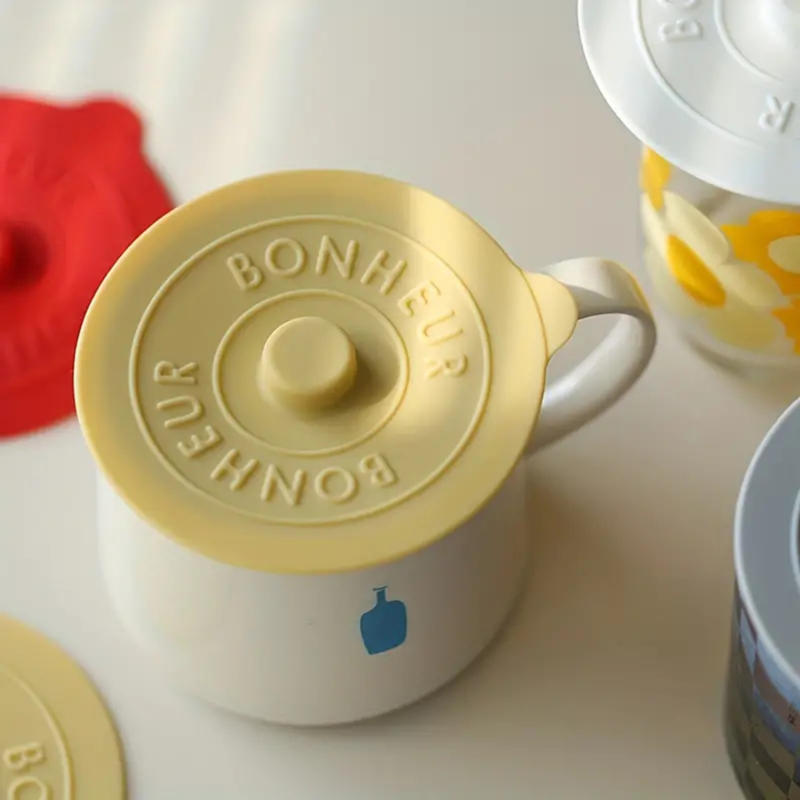 Creative Silicone Drink Cup Lids Round Mug Cover Reusable Anti Dust Drink Coffee Cup Covers