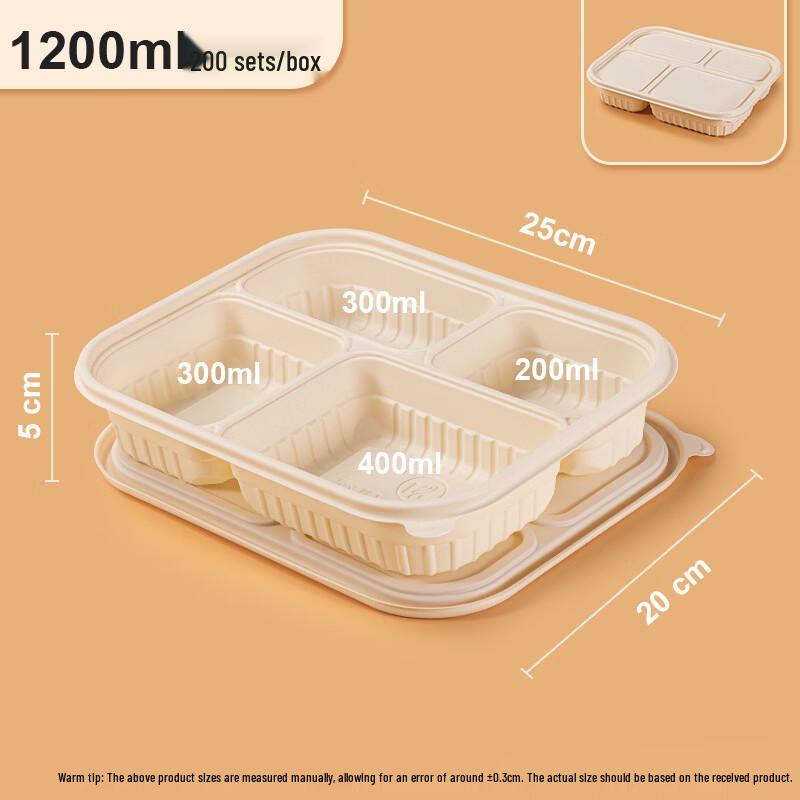 Degradable Corn Starch 4-Compartment Lunch Box