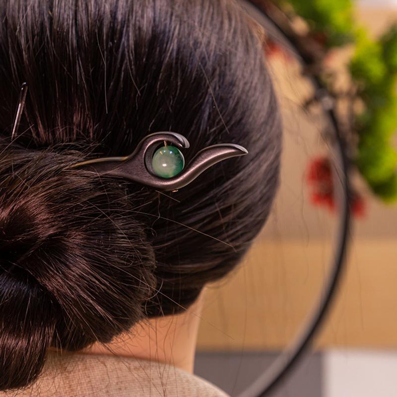 Chinese Style Imitation Jade Wooden Hair Sticks Simple Retro Hair Forks Hairpins For Women Girls Hair Bun Fixed Hair Jewelry