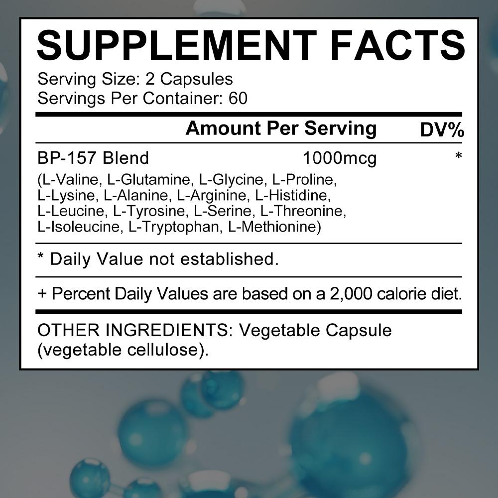 Capsule BP‑157 Blend 1000mcg, 120 Capsule Supliment Alimentar cu Complex de Aminoacizi pentru Antrenament, Rezervă pentru 60 de Zile