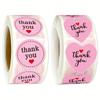 500 Sheets/Roll Pink Round/Heart Roll Thank You Doodle Stickers for Wedding/Birthday/Gift Box Decoration Label Sealing Stickers