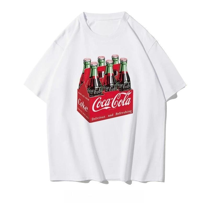 2026 Summer New Men's Women T-shirt Fashion Streetwear Coke T-shirt Unisex Astronauts Joint Design Short Sleeve Commemorative Shirt