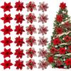 8Pcs Christmas Artificial Flowers With Clip Christmas Tree Ornaments for Home Decor New Year DIY Xmas Wreath Crafts Accessories