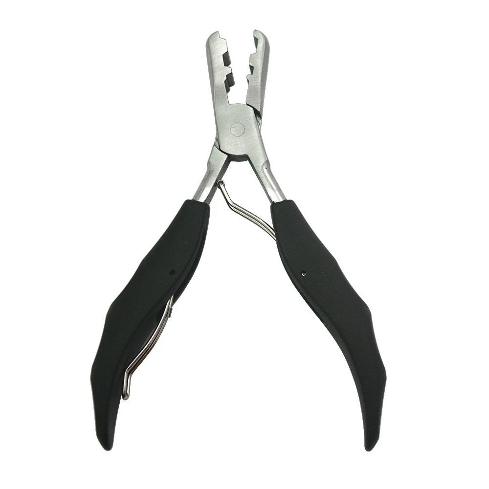 5.7 inch 2 in 1 Black Handle Plier with Flat Grooves 3mm and 5mm grooves Pre-Bonded Hair Extension Clamp