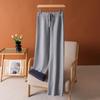 Fleece-Lined High-Waisted Wide-Leg Knit Pants for Women - Autumn/Winter Casual Wear