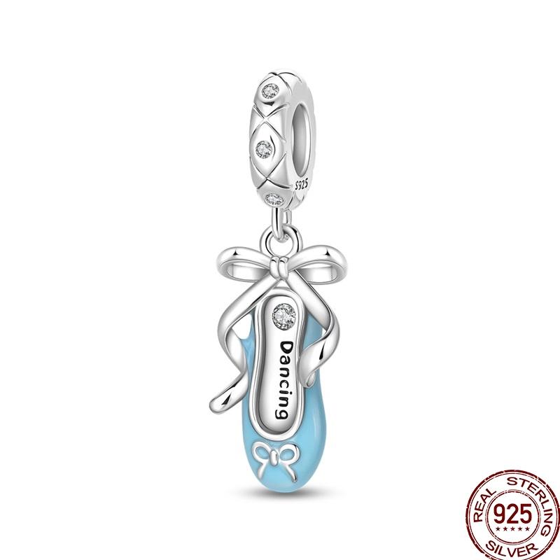 Authentic Stering copper Blue Bow Perfume Heart Charm Dancing shoes Bead Compatible With Authentic 3mm Bracelets Do It Yourself Ideal For Women Fine J