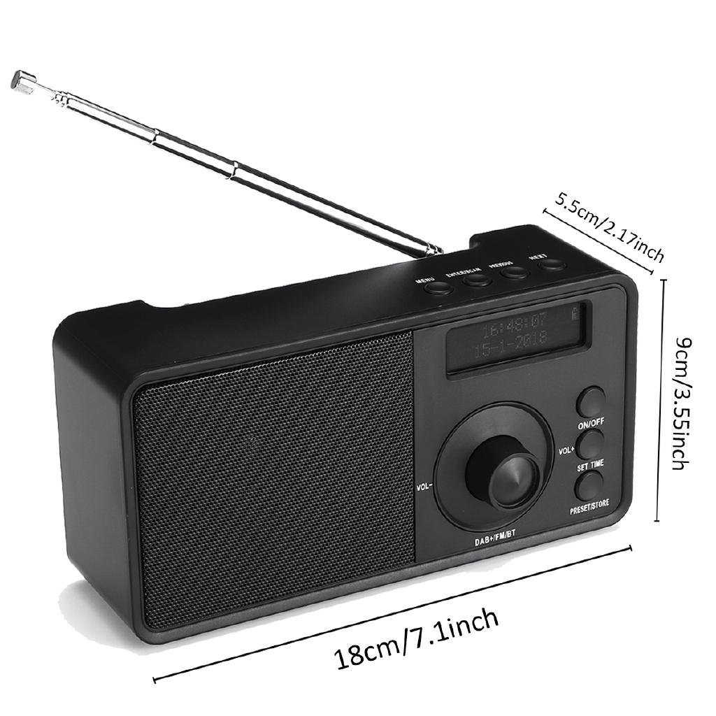 DC 5 V Portable DAB+FM Wireless Digital Radio Player Receiver Handheld Bluetooth Music Stereo Radio Speaker AUX LCD Alarm Clock