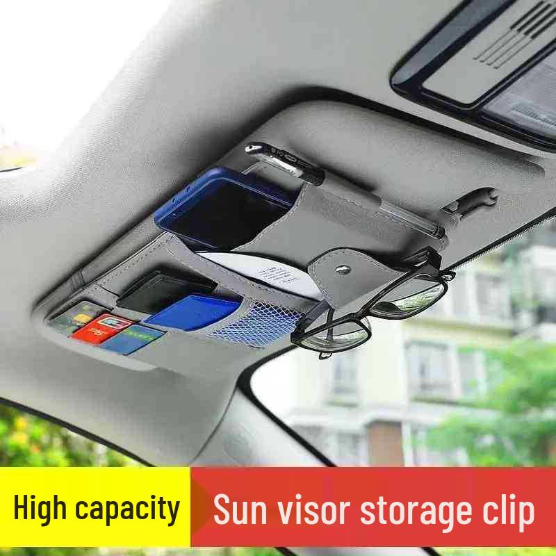 Multifunctionele Auto Zonneklep Organizer: Kaarthouder & Brilclip