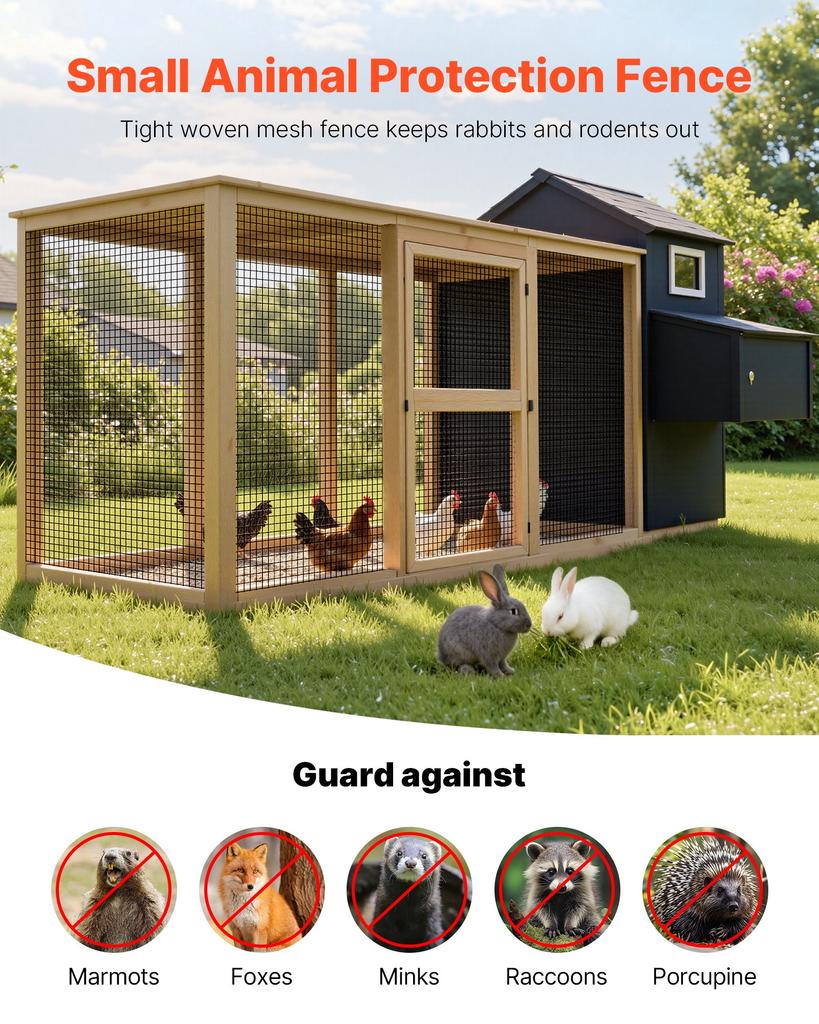 VEVOR Hardware Cloth 61cm X 15.2m, 1/2 In 19 Gauge Galvanized Wire Mesh Roll, Weather-Resistant Vinyl Coated Chicken Wire Fencing