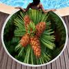 Pine Tree Printed Round Beach Towel with Tassels, Microfiber Beach Blanket, Absorbent Quick Dry Pool Towel Portable Picnic Mat