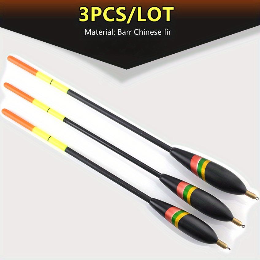3Pcs/Lot Balsa Wood Fishing Floats with Copper Weight, High Visibility Thick Tip Bobbers for Rock Fishing, Freshwater & Saltwater