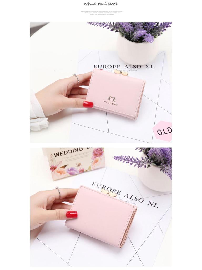 Sweet Wallet: Women's Korean Style Tri-fold Fashion Wallet, Multi-functional Card Holder & Dual-use Coin Purse