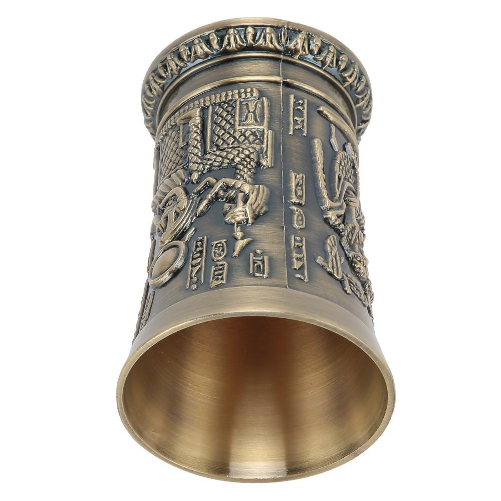 Bronze Metal Shot Glass Embossed Vintage Wine Glass Shot Glasses Retro Whiskey Cup  For Cocktail