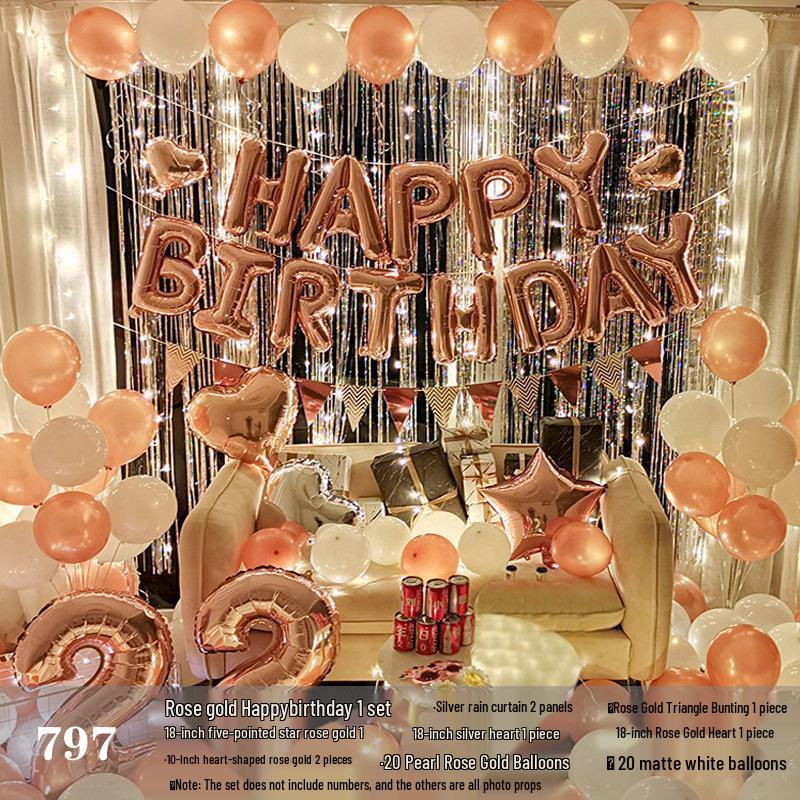 Romantic Birthday Balloon Set: High-End Decorations for Boyfriend or Girlfriend