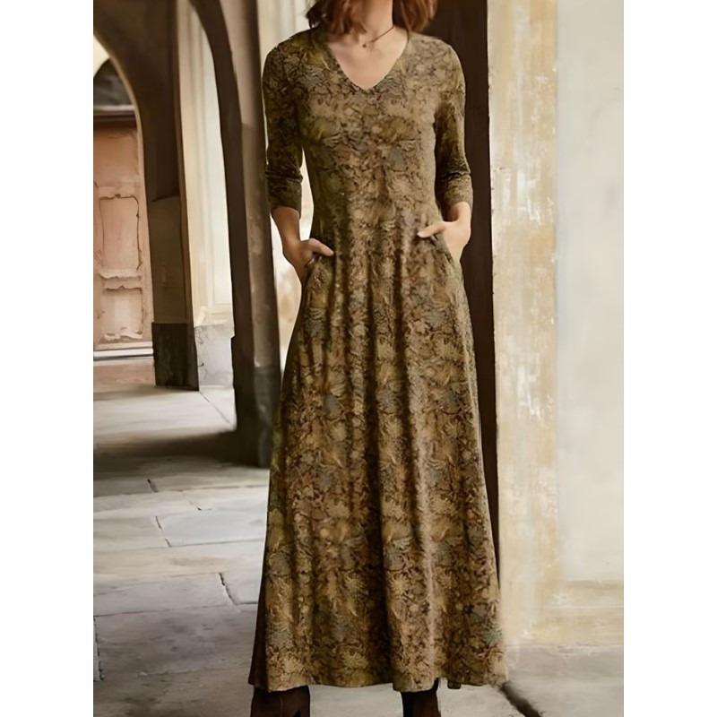 BITCED Fashion Autumn Winter  Long Sleeve V-Neck Casual Dresses S
