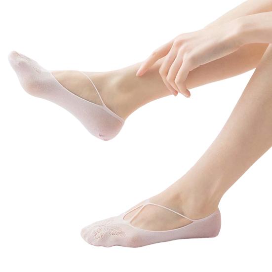 Calzini da donna invisibili in pizzo a taglio basso, calzini corti estivi per yoga con tallone antiscivolo