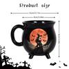 350ml Large Capacity Witch Cup with Handle Pure Black Magic Potion Crucible Mug Halloween Themed Desktop Decoration