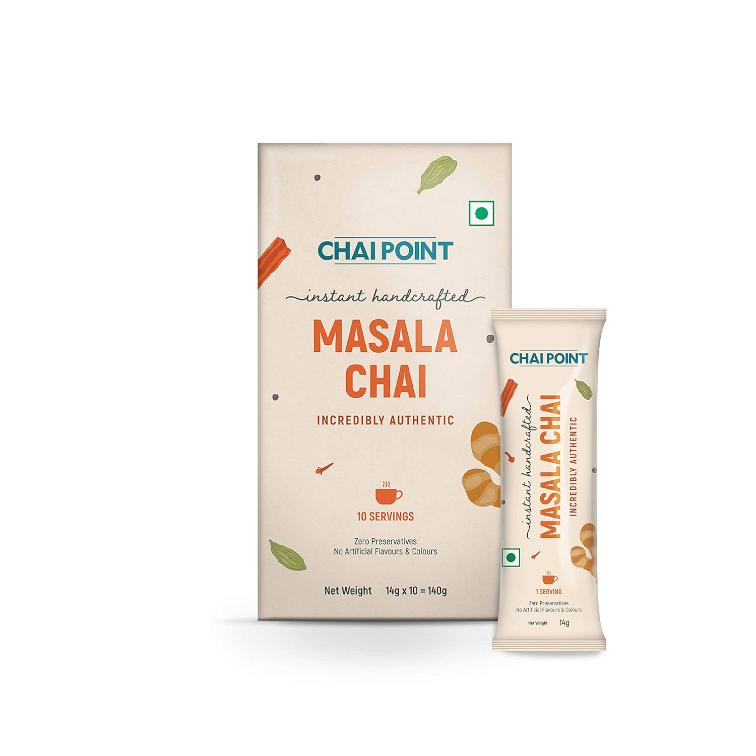 

Chai Point Instant Masala Tea 10 Sachets | Authentic Masala Chai with Pure Indian Spices| Richly Flavored Instant Tea Premix