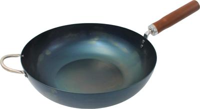 Fujita Metal Wok a una mano Manico in legno 30cm Dolce Artigiano 010113 Nero