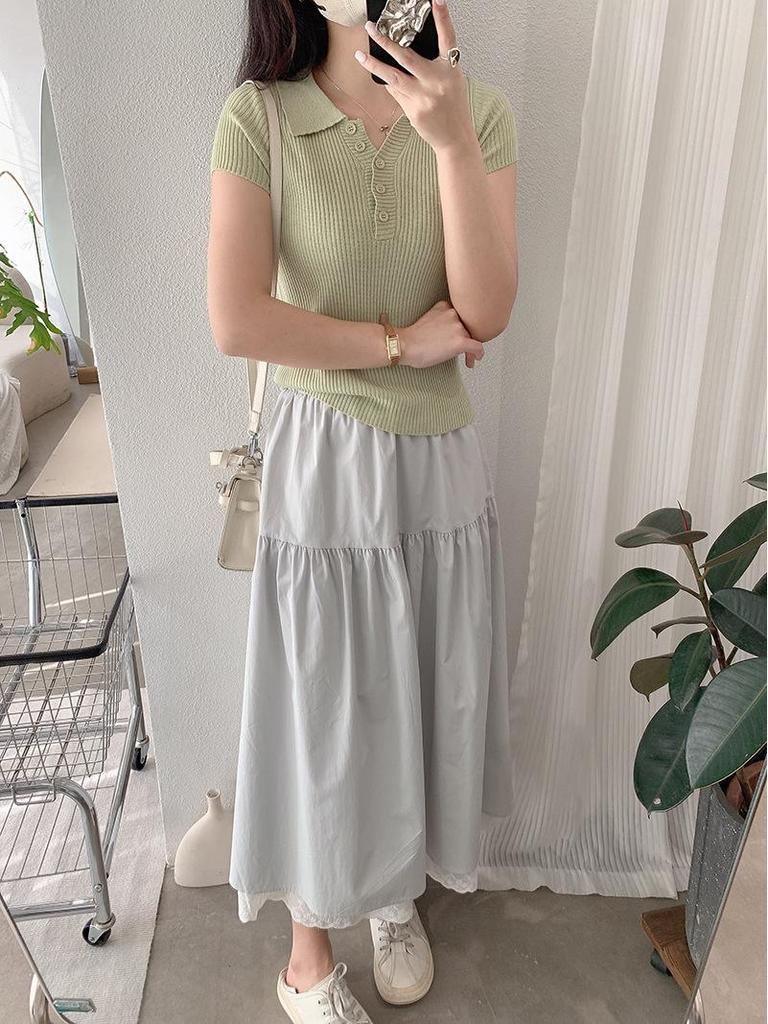 Oumalai Sweet Gentle High Waist A-line Umbrella Skirt for Women