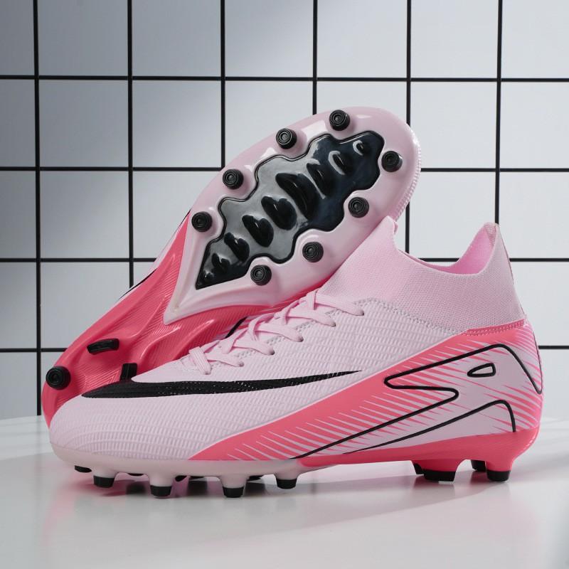 High-Cut Football Cleats Men Women Flyknit Upper Rubber Sole Suitable Turf Indoor Outdoor Fields