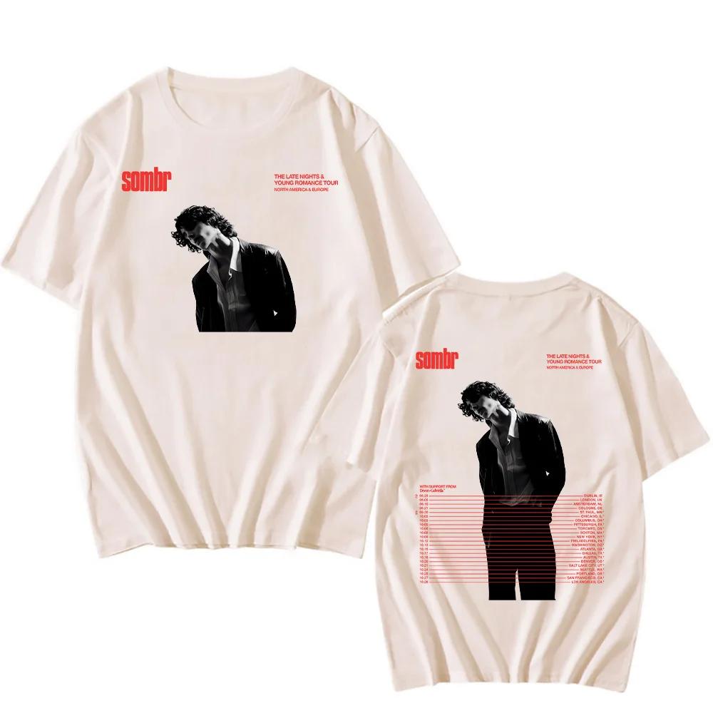 Sombr The Late Nights & Young Romance Tour T-shirts 2025 Singer Sombr Harajuku Aesthetic Tshirts High Quality Cotton Tees Unisex