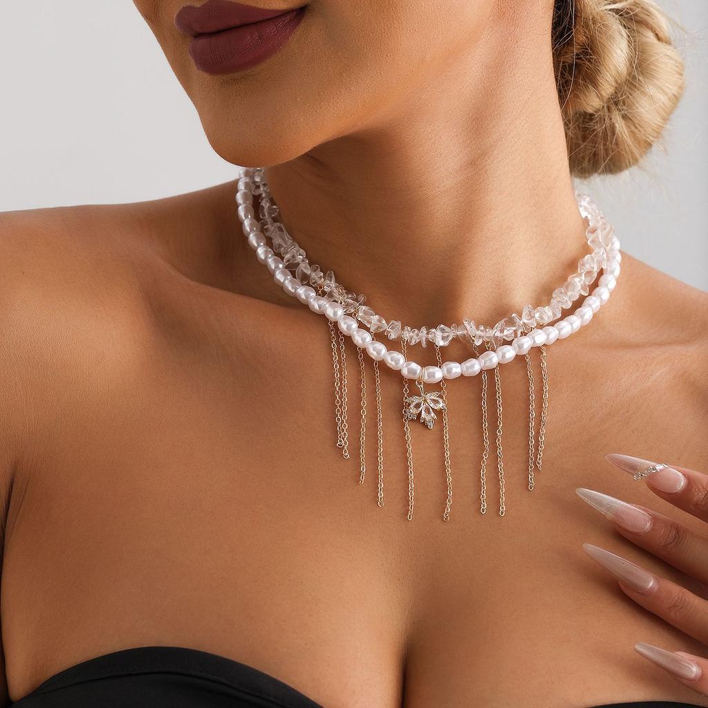 Accessories Crystal Coconut Tassel Baroque Pearl Clavicle Chain Natural Natural Stone Necklace Women