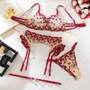 "Embroidery Floral Lace Sheer Lingerie Set - Sexy and Elegant Appeal"