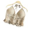 Neck Small Vest with Chest Pad, Sling Inside, Shoulder-spilled Backrest, Hollow Tube Top, Embroidered Vest, Women's Summer Short Top