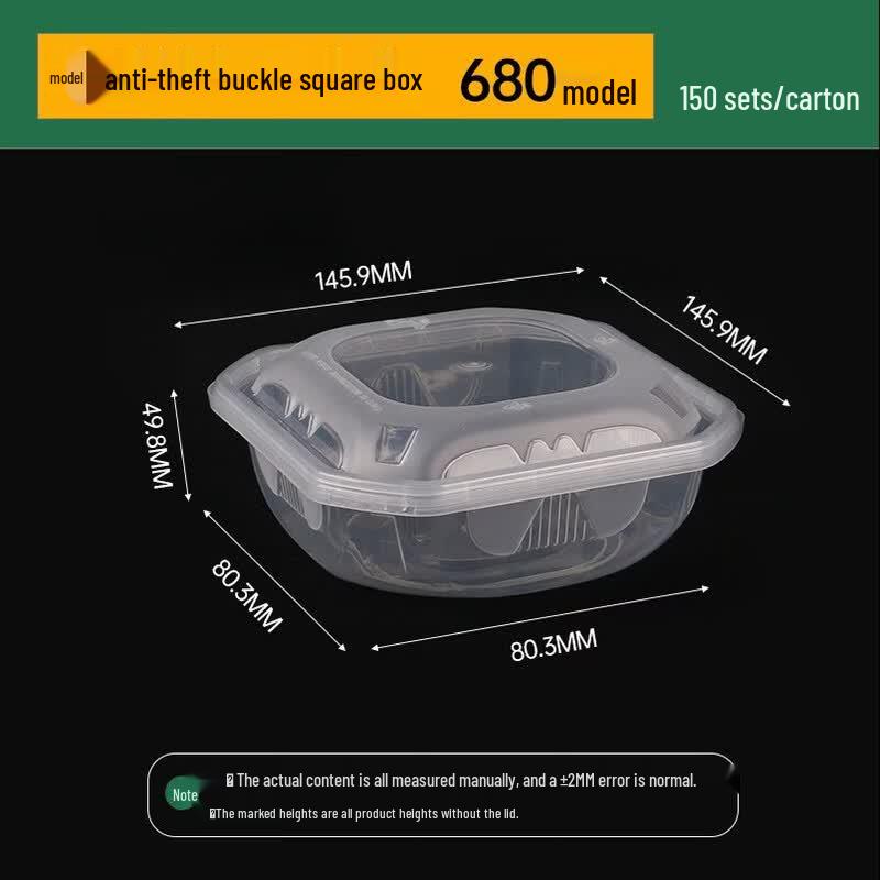 Jing Zhi Feng Thick Disposable Square Meal Prep Containers