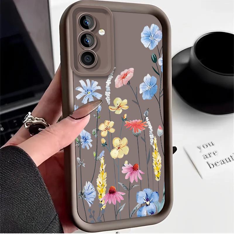 Romantic Flower Print Case for Samsung Galaxy S25 Ultra Plus S24 S23 S22 S21 S20 FE A73 A72 A71 A56 A55 A54 5G A52 A52S 4G Cover