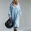 Abito da donna casual in velluto a coste con cappuccio e tasche, vestibilità ampia, colore per l'autunno inverno, da indossare tutti i giorni