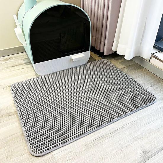 Cat Litter Box Mat Cushioned Mesh Cat Toilet Mat Cat Litter Trapping Mat Scatter Control Mat for Less Mess