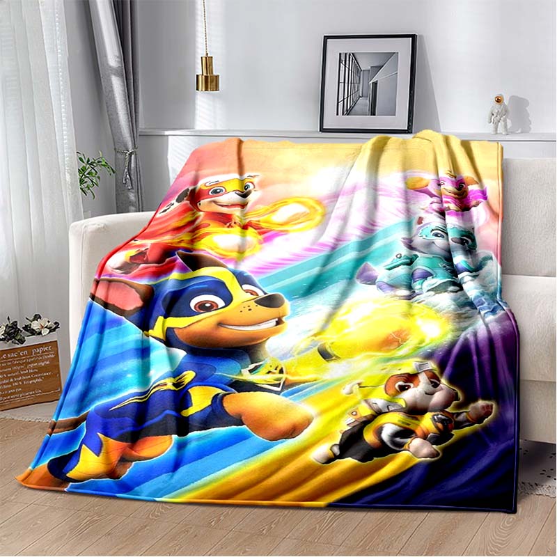 PAW Patrol Cartoon Printed Flannel Blanket Soft Warm All Season Throw For Kids Bedroom Sofa Indoor Home Decor Housewarming Gift