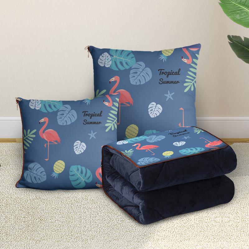 Custom Cartoon Plush Throw Pillow Blanket with Fleece Lining