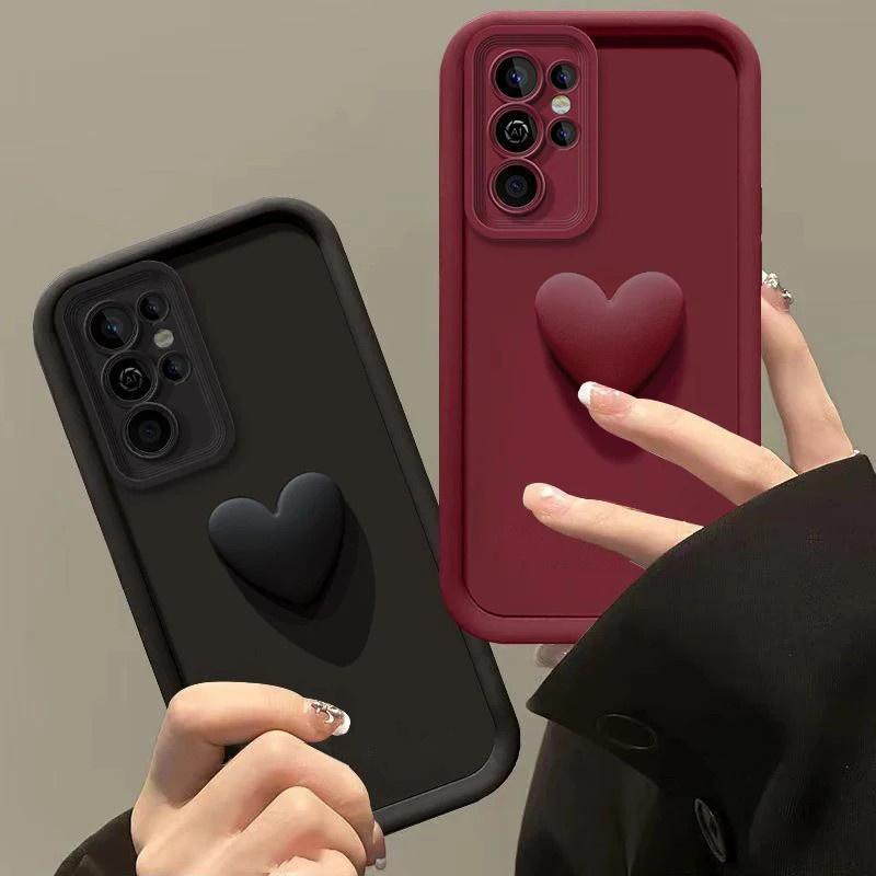 Urocze etui 3D z sercem miłości na telefon Samsung Galaxy S25 S24 Ultra S22 S23 Plus A53 A52 A54 A15 A35 A55 A06 A36 A56 Silikonowe etui