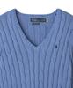 POLO RALPH LAUREN Cable Knit Cotton V-Neck Sweater - Blue