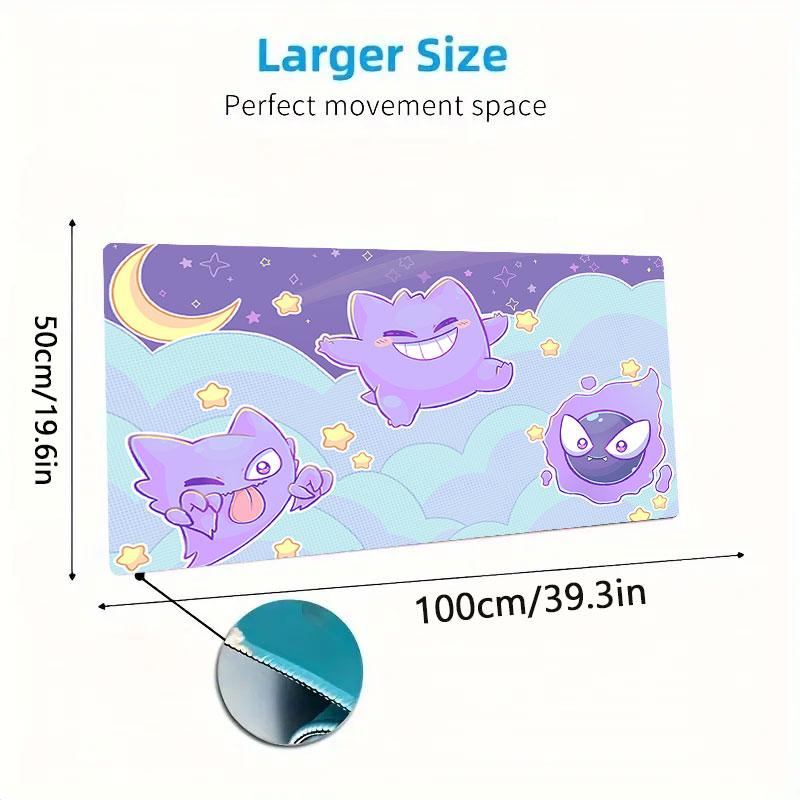 Gengar Cartoon Mouse Pad, Large Gaming Desk Mat, Non-slip XXL Mousepad for Laptop & Tablet, Mini PC Playmat with Stitched Edges
