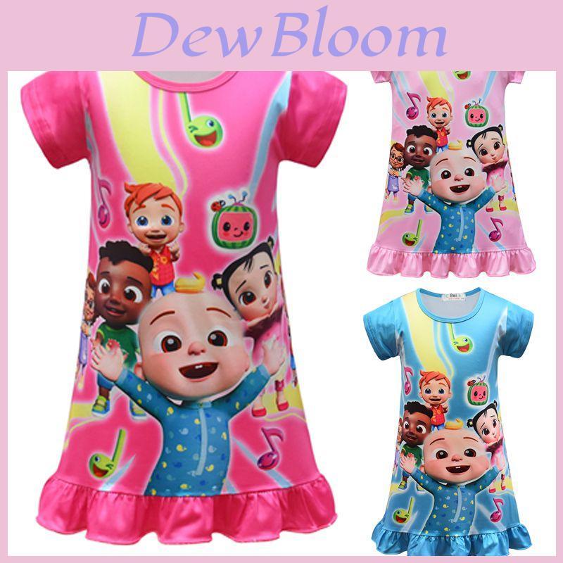 Adorable Cocomelon Girls Nightdress With Short Sleeves And Soft Breathable Material