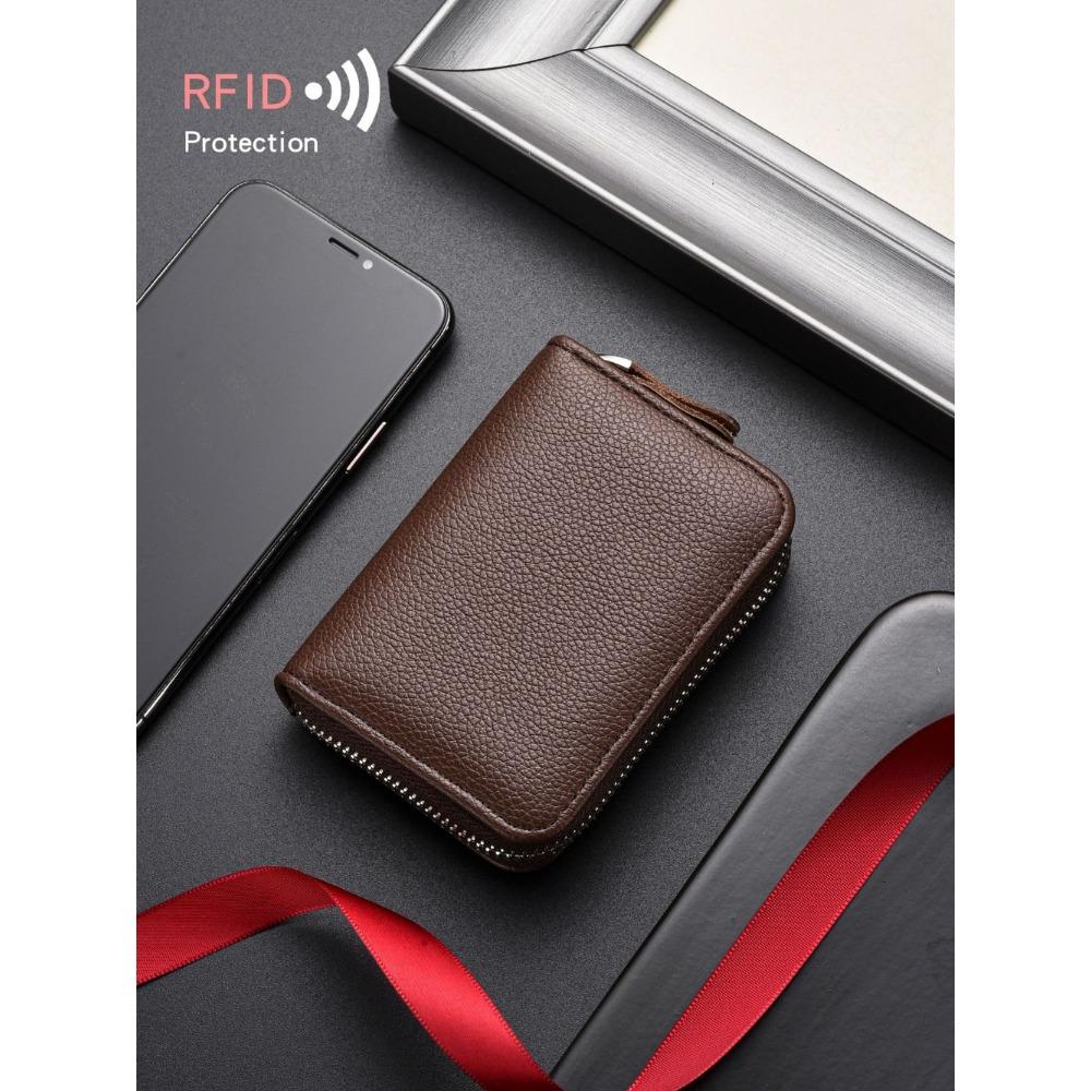

Мужские кошельки с RFID-защитой, короткий кошелек, кожаный держатель для карт, кошелек для монет, клатч 10.5 * 7.5 * 2.5CM коричневый